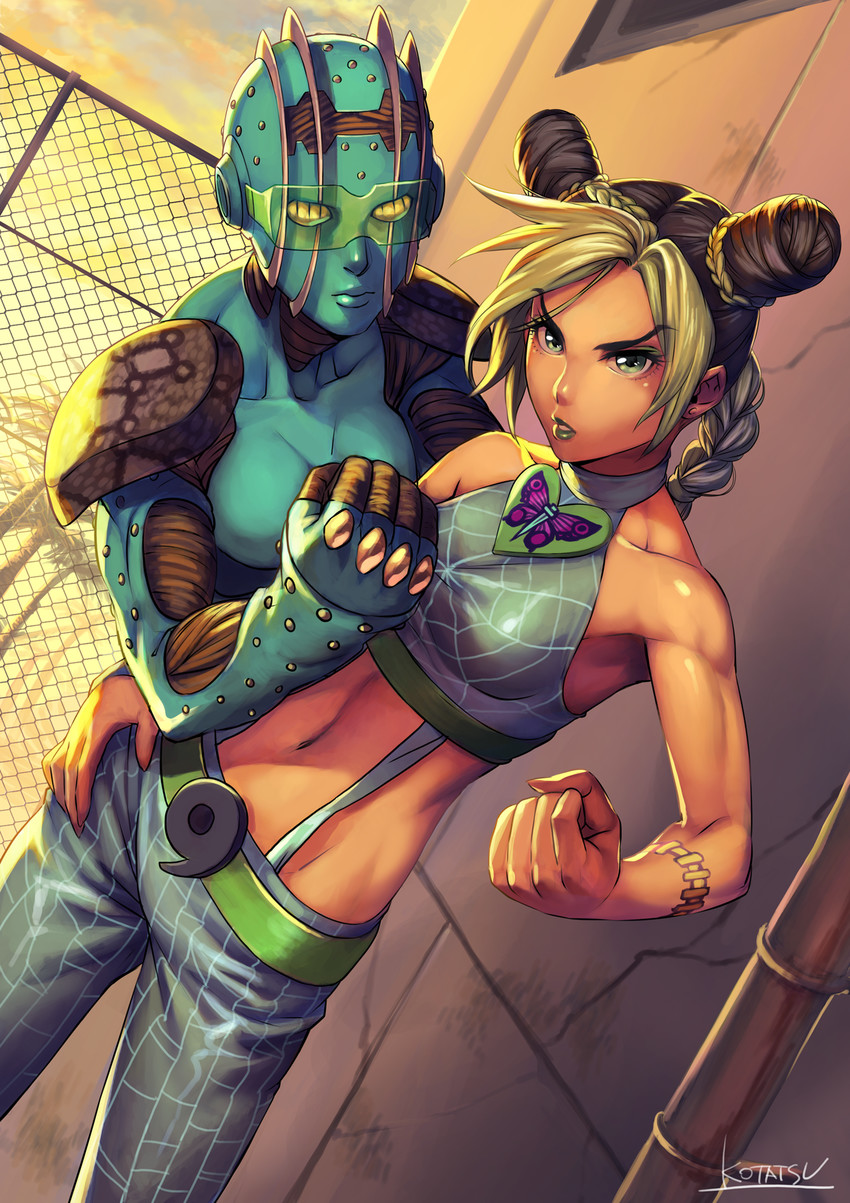 kujo jolyne and stone free (jojo no kimyou na bouken and 1 more) drawn by kotatsu_(g-rough)