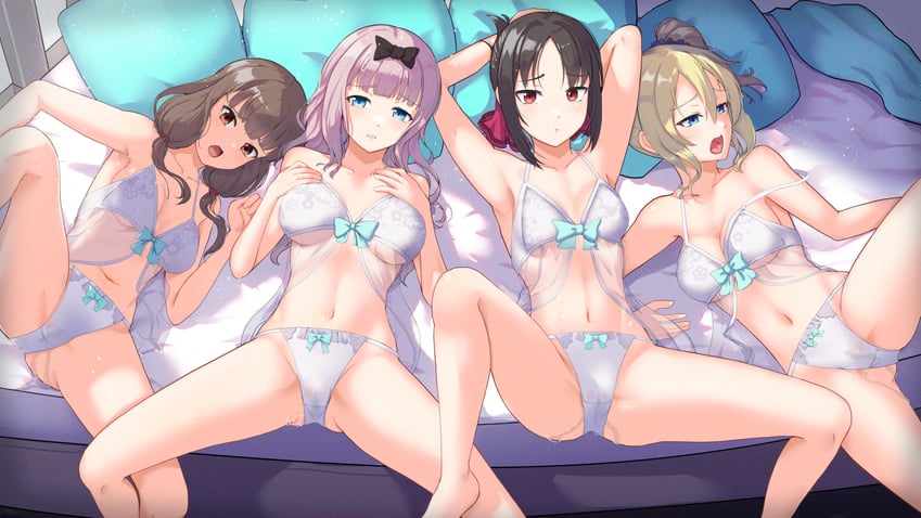 shinomiya kaguya, fujiwara chika, hayasaka ai, and iino miko (kaguya-sama wa kokurasetai ~tensai-tachi no renai zunousen~) drawn by okina_(805197)