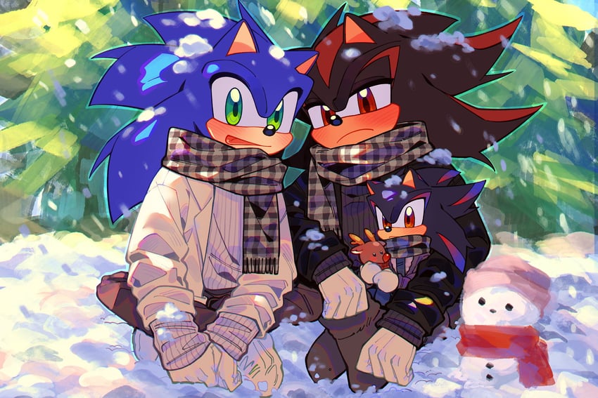 sonic the hedgehog and shadow the hedgehog (sonic) drawn by usheriiu