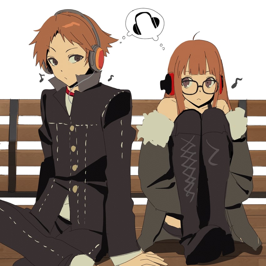 sakura futaba and hanamura yousuke (persona and 2 more) drawn by betti_(xx_betti)