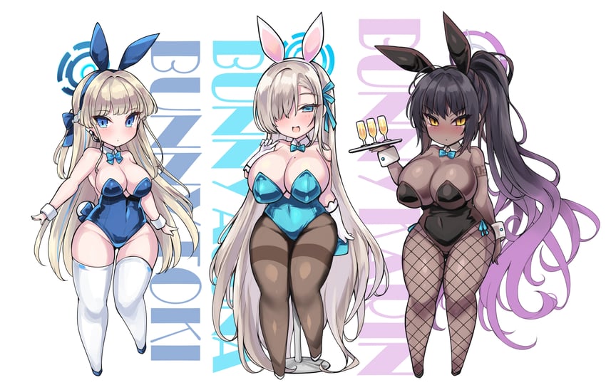 asuna, toki, and karin (blue archive) drawn by akikaze_tsumuji