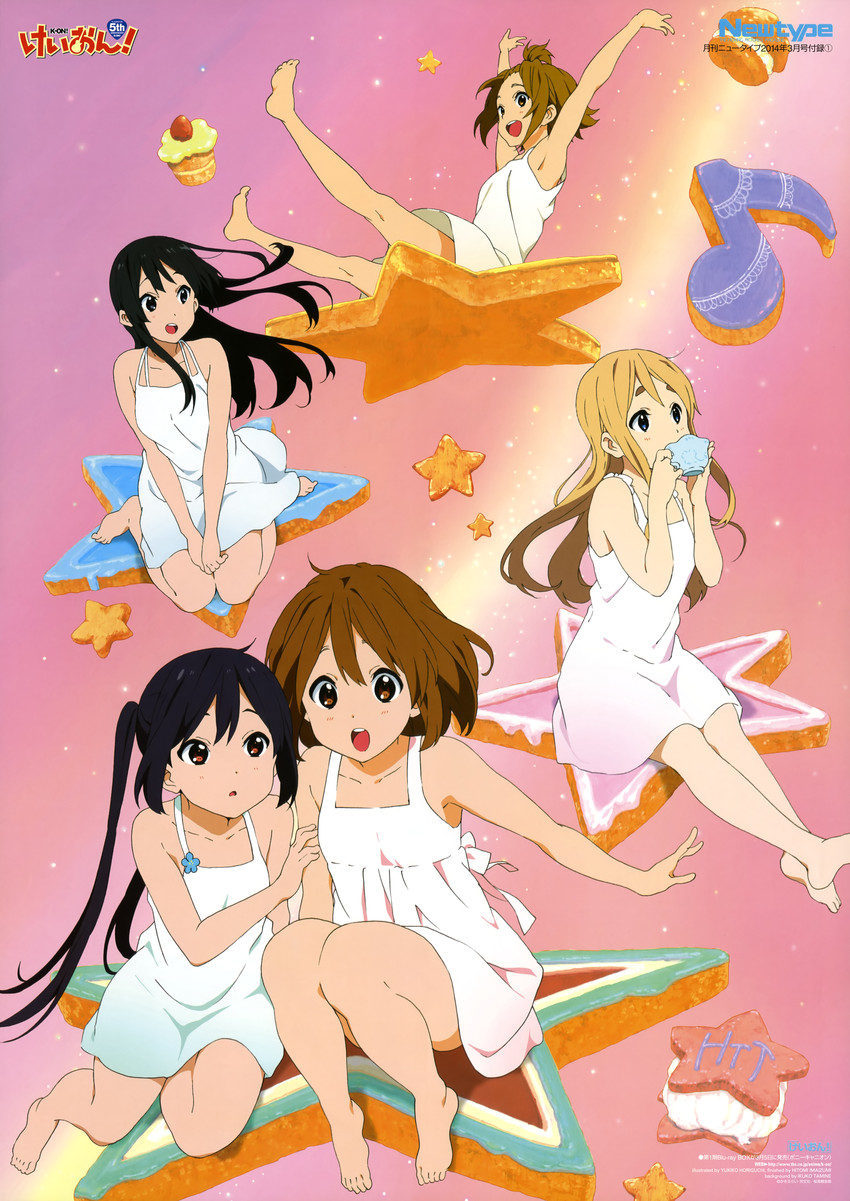 akiyama mio, nakano azusa, hirasawa yui, tainaka ritsu, and kotobuki tsumugi (k-on! and 1 more) drawn by horiguchi_yukiko