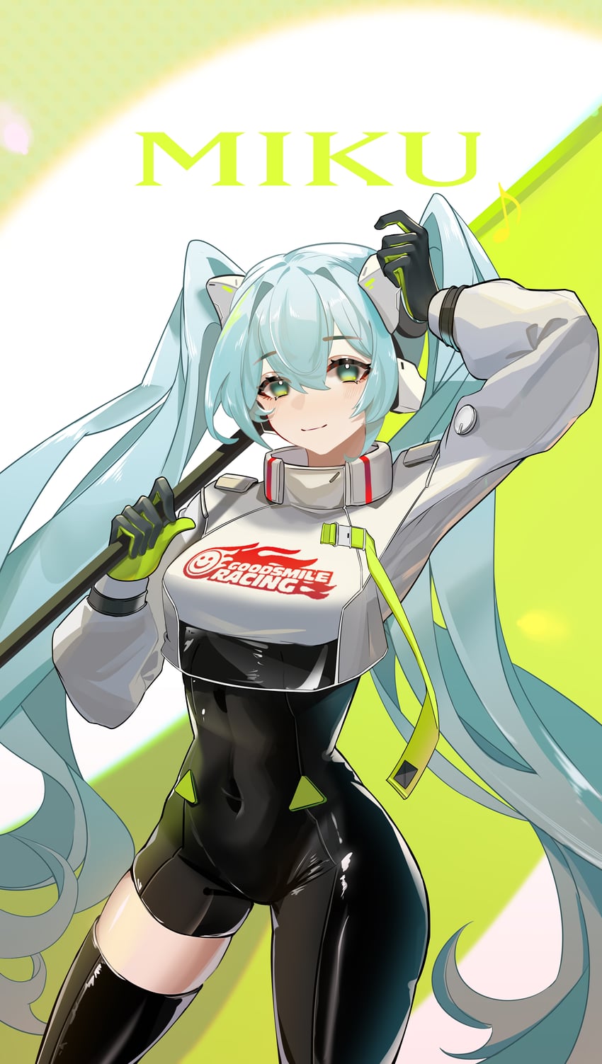 hatsune miku and racing miku (vocaloid and 1 more) drawn by shenhaijiaolonglaohuadeng