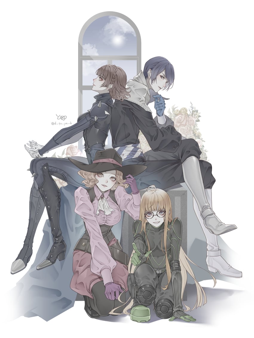 sakura futaba, niijima makoto, okumura haru, kitagawa yuusuke, queen, and 3 more (persona and 1 more) drawn by ryokuyuu