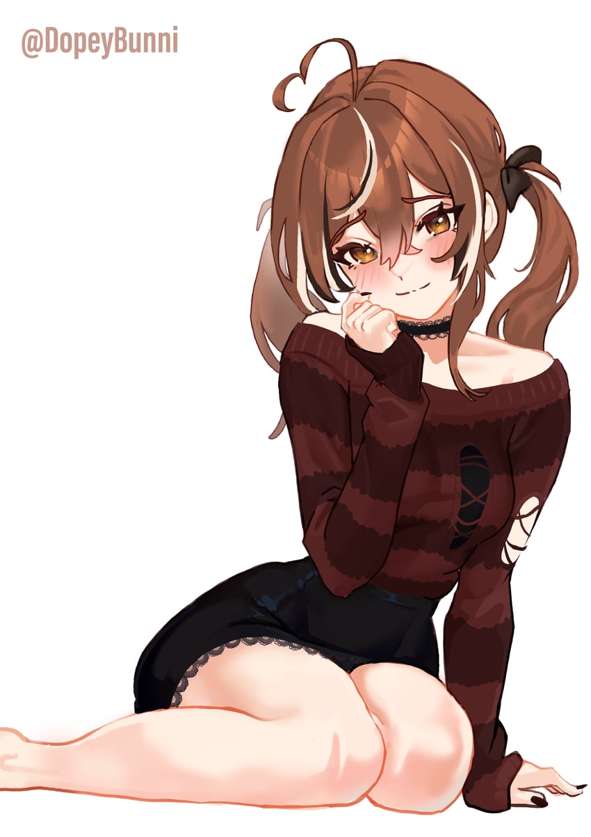 nanashi mumei (hololive and 1 more) drawn by dopeybunni