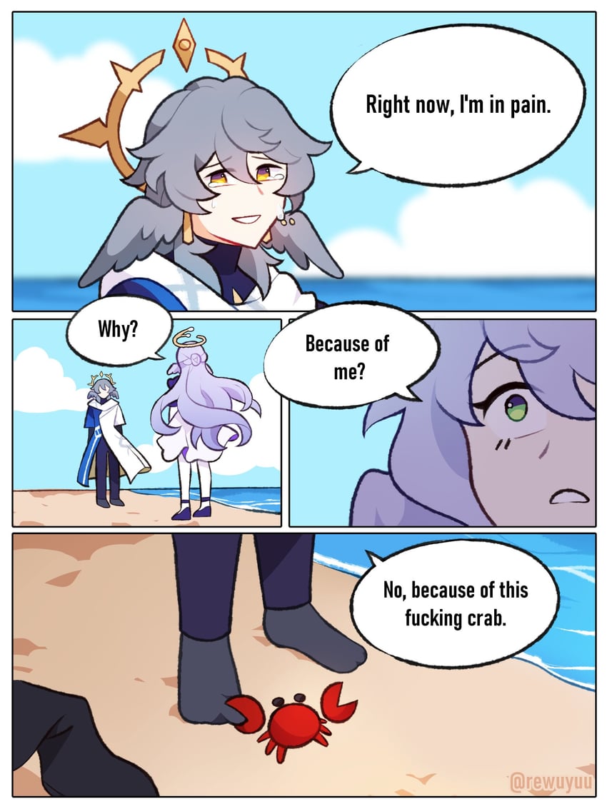 robin and sunday (honkai and 2 more) drawn by rewuyuu