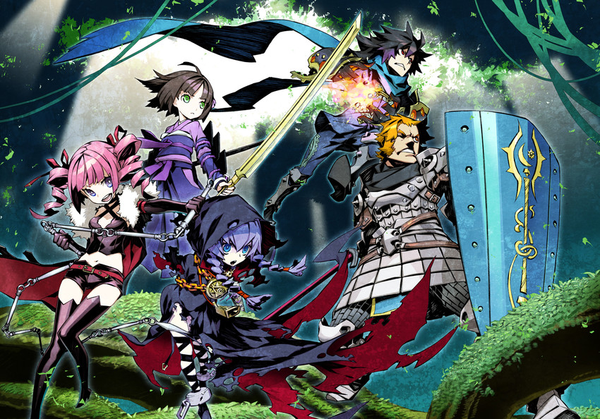 curse maker, bushidou, curse maker 2, paladin, dark hunter, and 5 more (sekaiju no meikyuu and 1 more) drawn by miwa_shirow