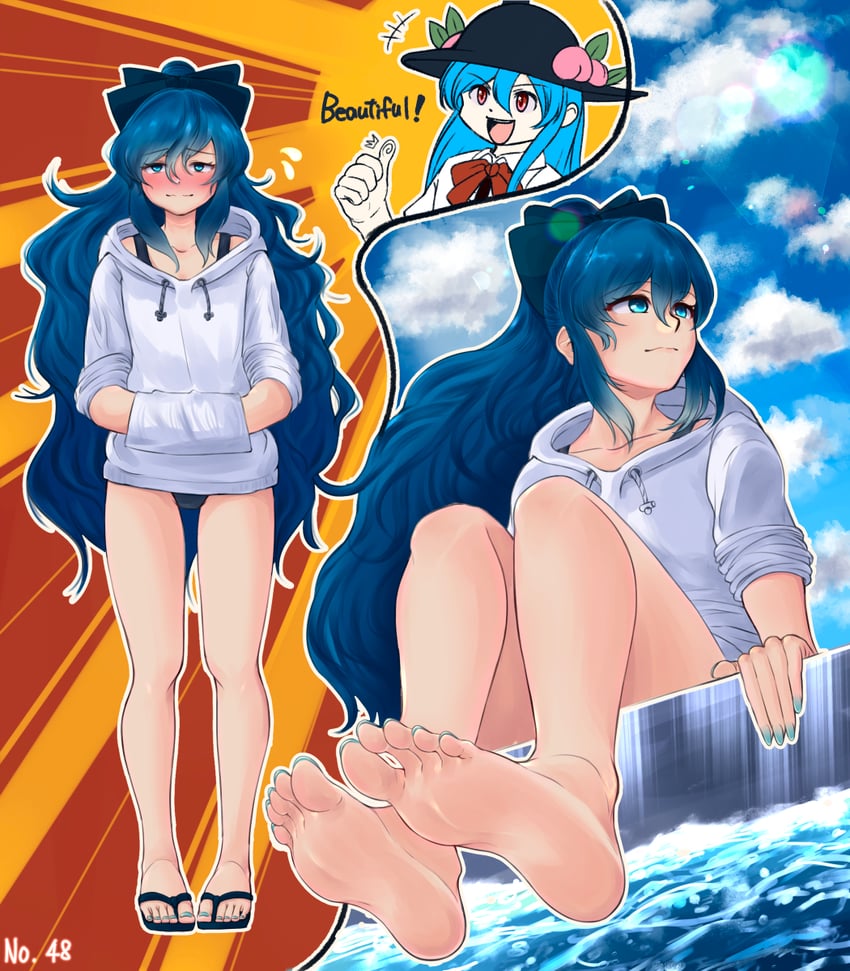 hinanawi tenshi and yorigami shion (touhou) drawn by takeguchi_kouhei