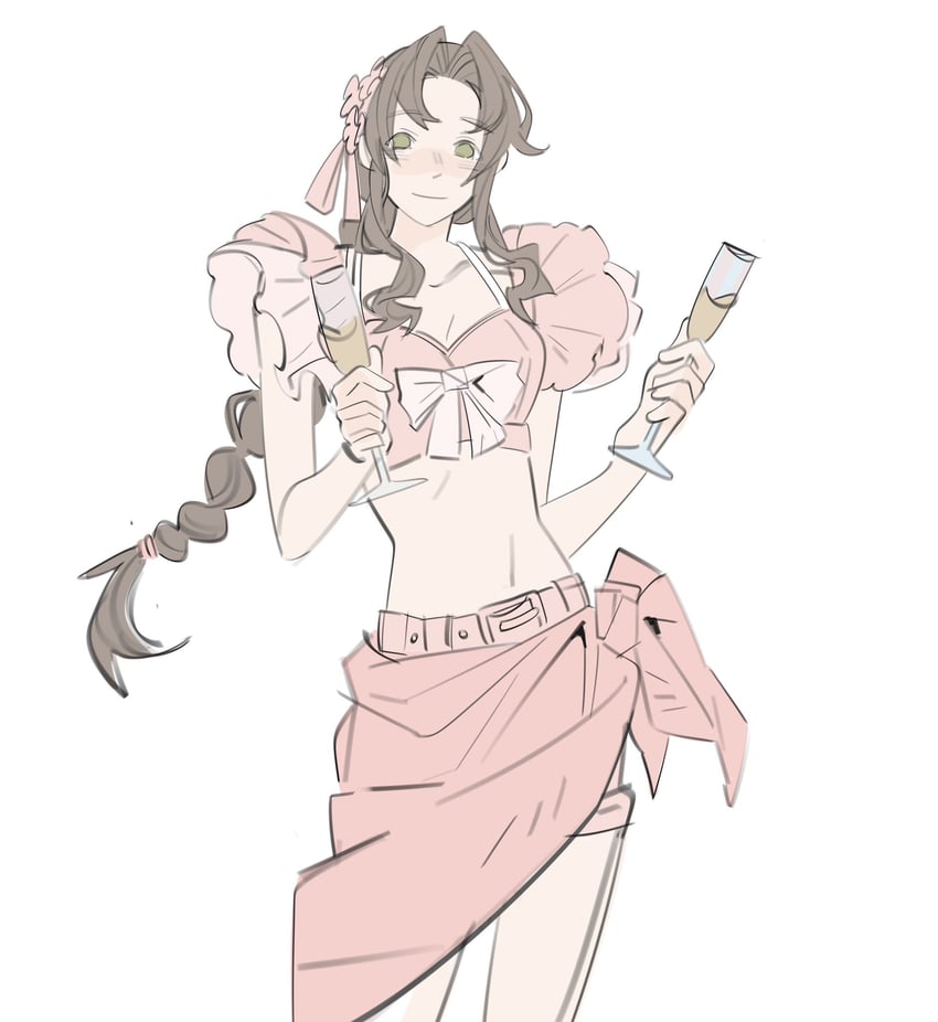 aerith gainsborough (final fantasy and 3 more) drawn by lentymet