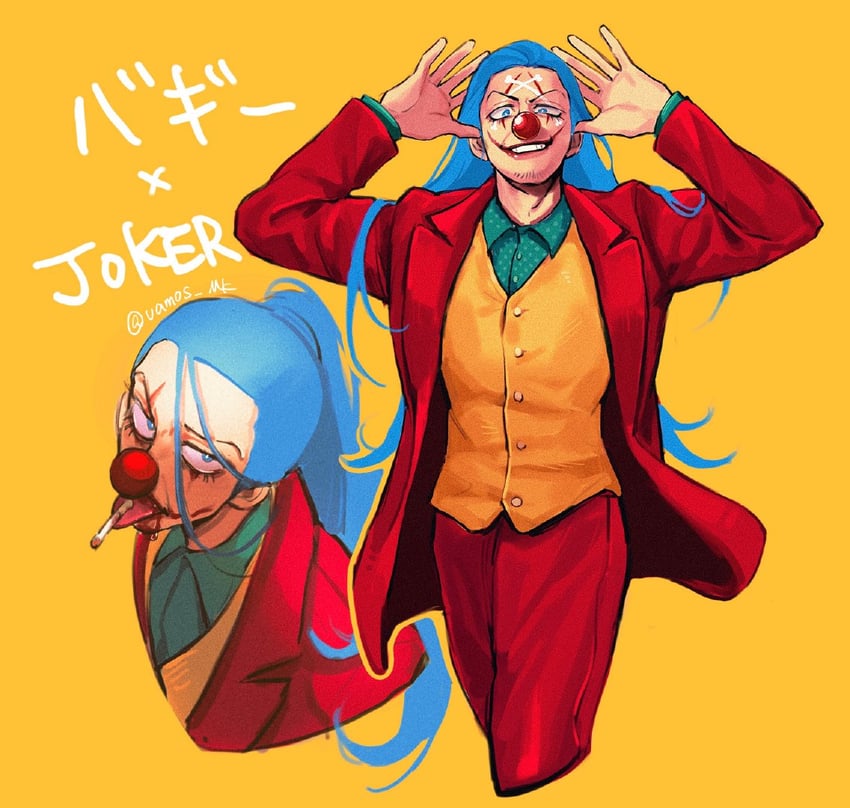 buggy the clown and arthur fleck (one piece and 3 more) drawn by vamos_mk