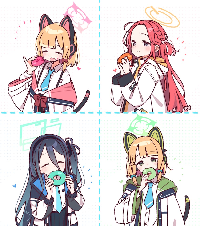 aris, momoi, midori, and yuzu (blue archive) drawn by yoru_nai
