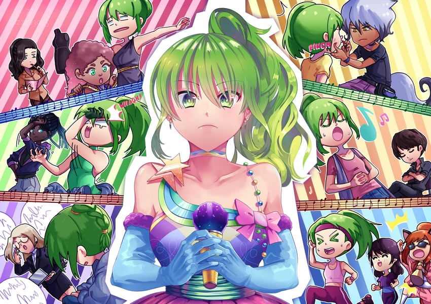 sonika, leon, miriam, avanna, dex, and 3 more (vocaloid) drawn by pizza3075
