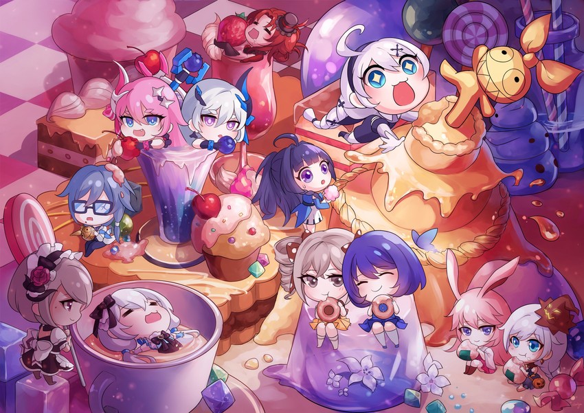 kiana kaslana, raiden mei, fu hua, bronya zaychik, seele vollerei, and 8 more (honkai and 1 more) drawn by asiya_(joey26504)