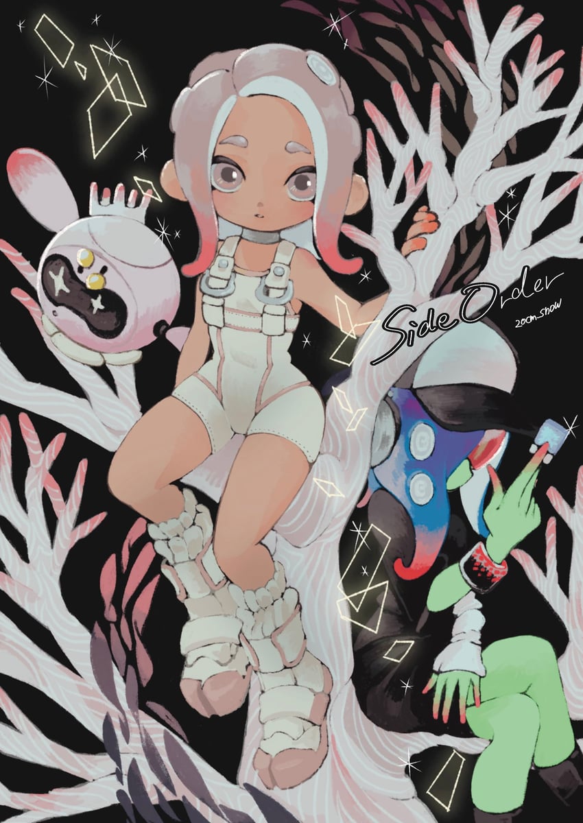 octoling player character, octoling girl, pearl, agent 8, dedf1sh, and 1 more (splatoon and 2 more) drawn by 20cm_snow