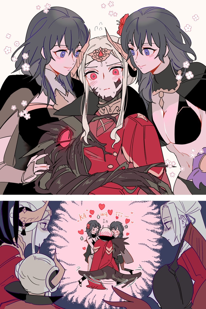 female byleth, edelgard von hresvelg, and flame emperor (fire emblem and 2 more) drawn by b_(wldms6650)