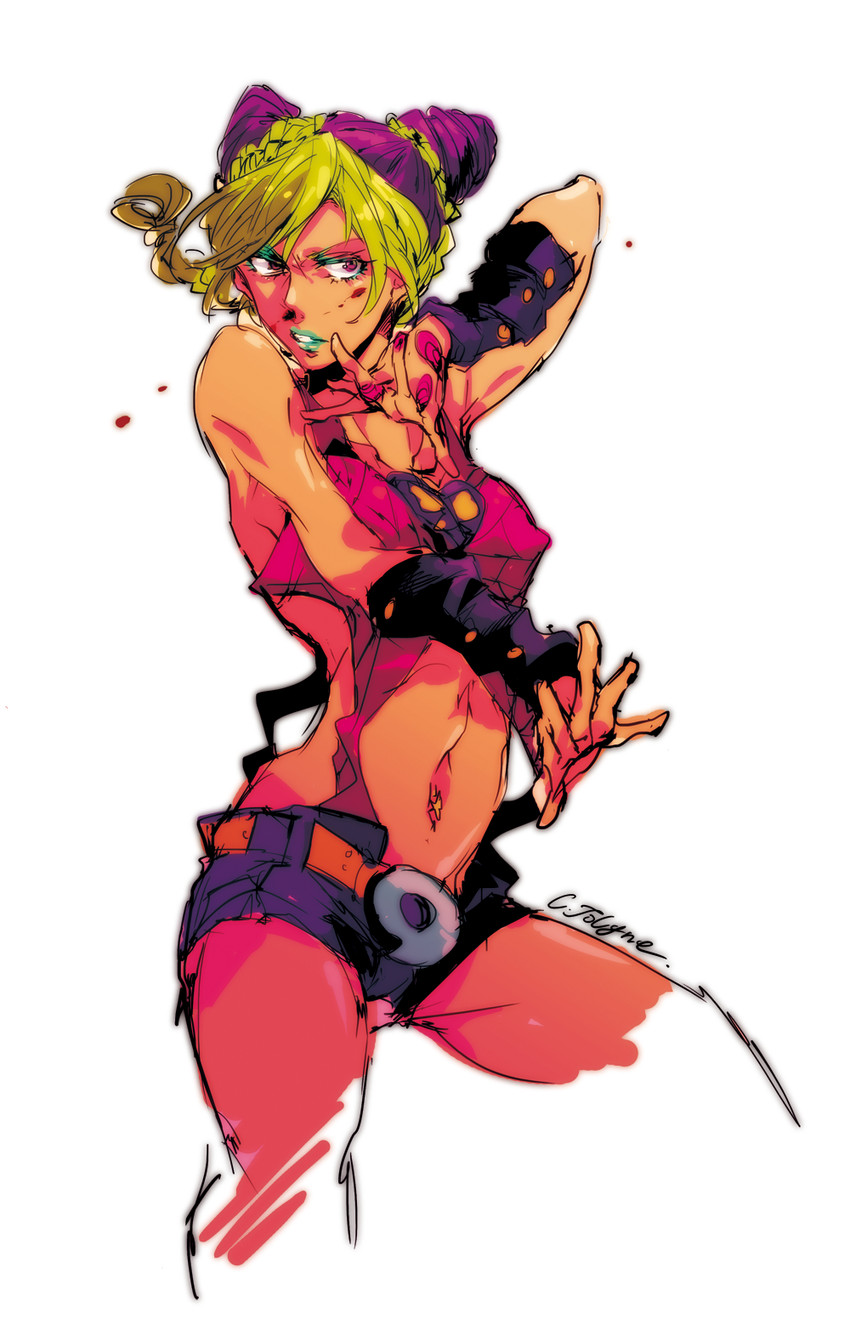 kujo jolyne (jojo no kimyou na bouken and 1 more) drawn by ivxxx