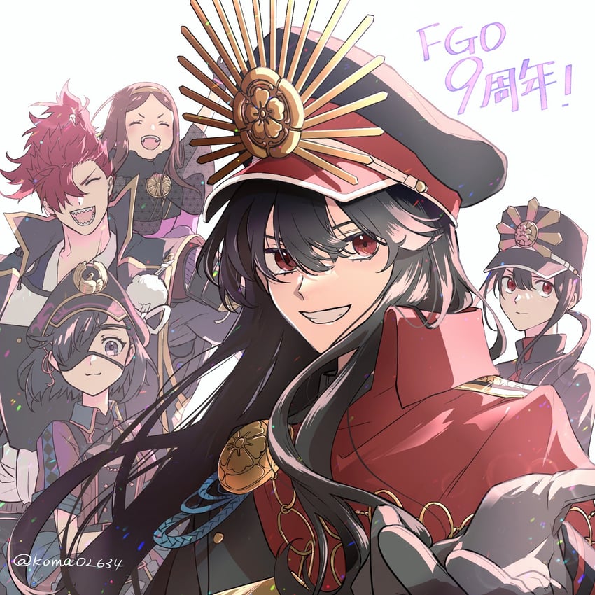 oda nobunaga, oda nobukatsu, chacha, mori nagayoshi, and mysterious ranmaru x (fate and 1 more) drawn by koma02634