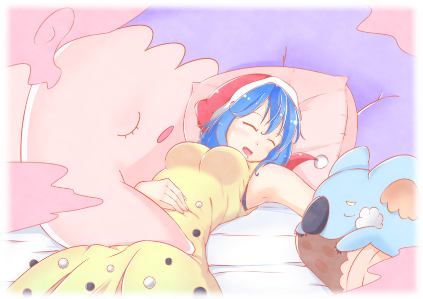 doremy sweet, musharna, and komala (touhou and 1 more) drawn by shibiria