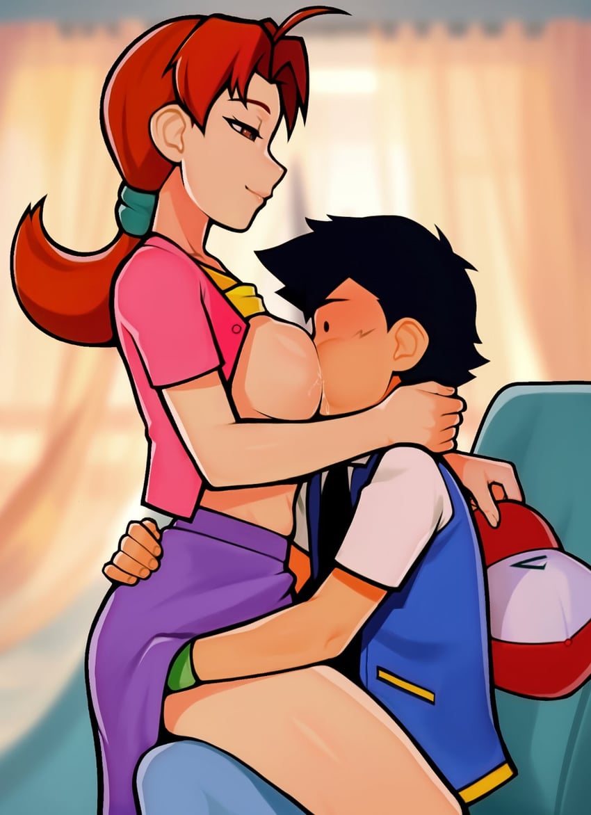 ash ketchum, ditto, delia ketchum, and transformed ditto (pokemon) drawn by loodncrood