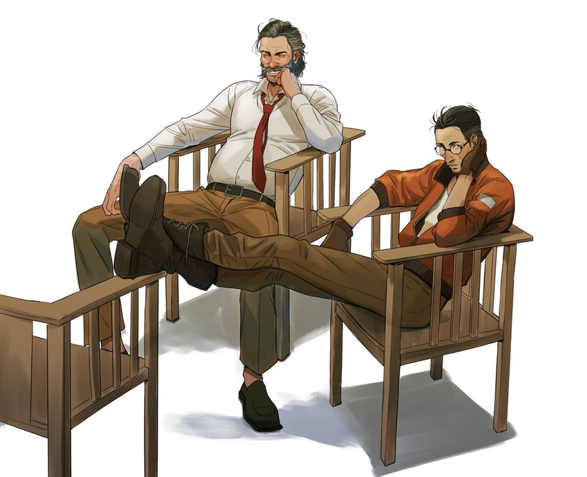 kim kitsuragi and harry du bois (disco elysium) drawn by cheetahman_(1ddghfr78cswc)