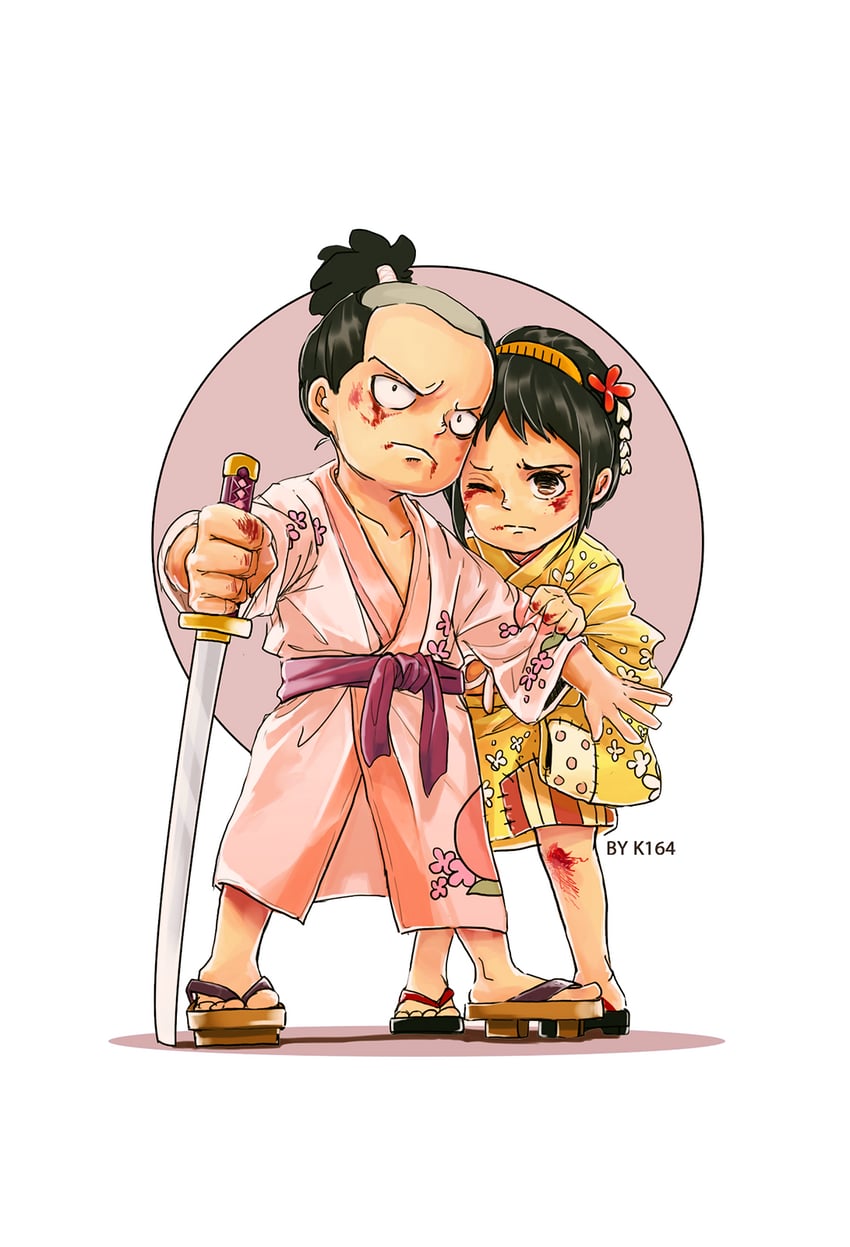 kouzuki momonosuke and kurozumi tama (one piece) drawn by k164
