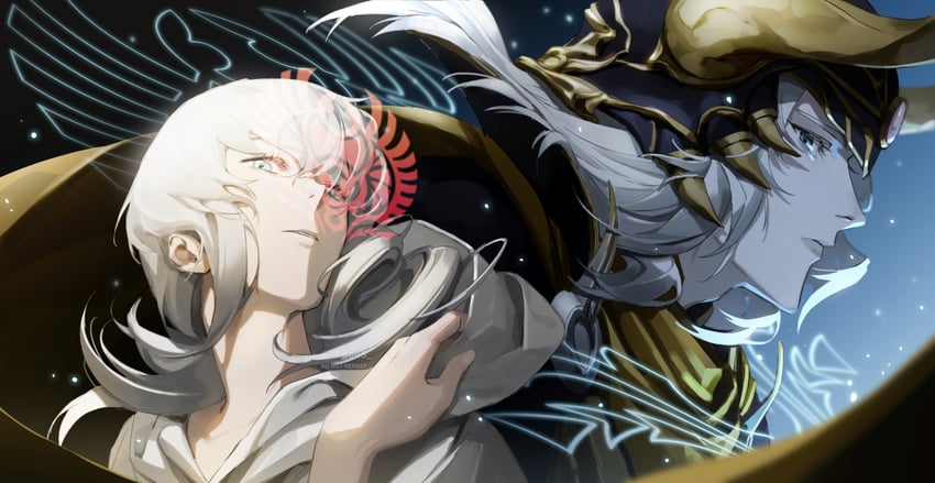 warrior of light, themis, and elidibus (final fantasy and 1 more) drawn by migo45