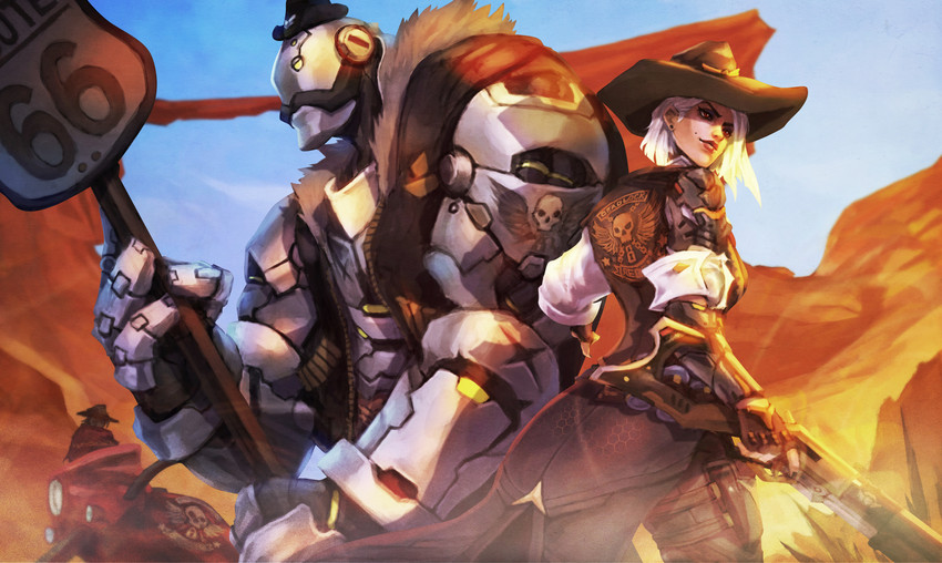 cassidy, ashe, and bob (overwatch and 1 more) drawn by monori_rogue