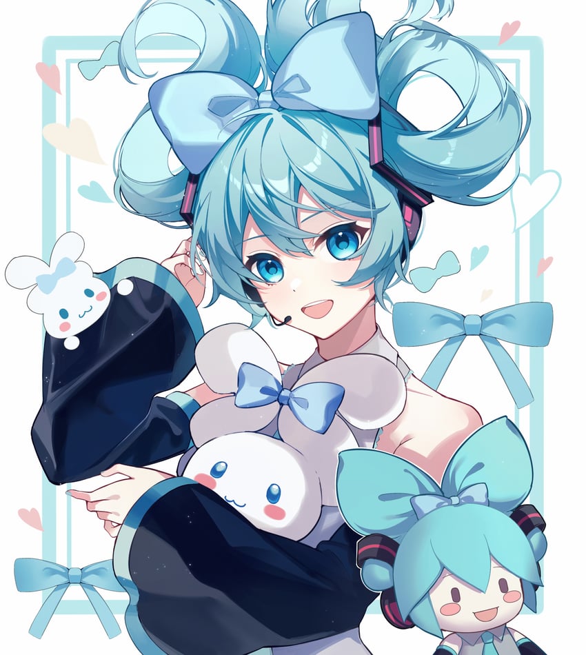 hatsune miku, cinnamoroll, and cinnamiku (vocaloid and 2 more) drawn by kanvien