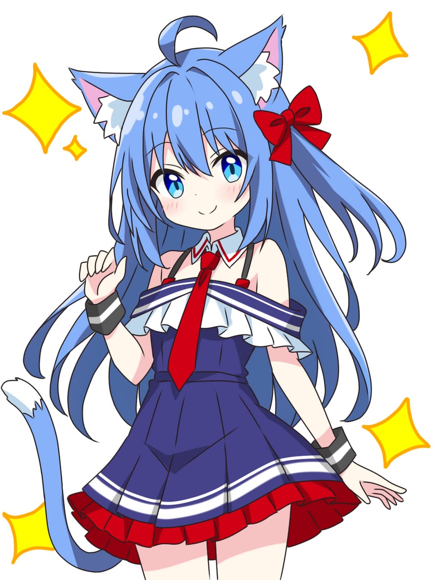 blue-haired cat girl (original) drawn by kotatsu-mazoku