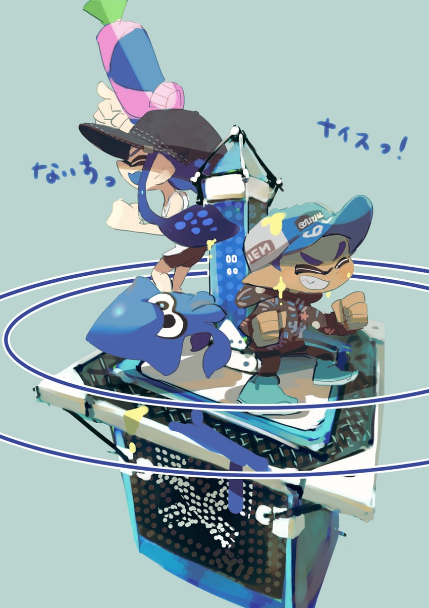 inkling player character, inkling girl, and inkling boy (splatoon) drawn by koike3582