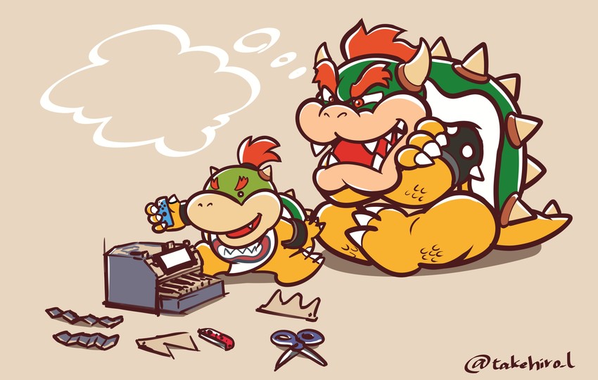 bowser and bowser jr. (mario) drawn by nanashi_no_gonsuke
