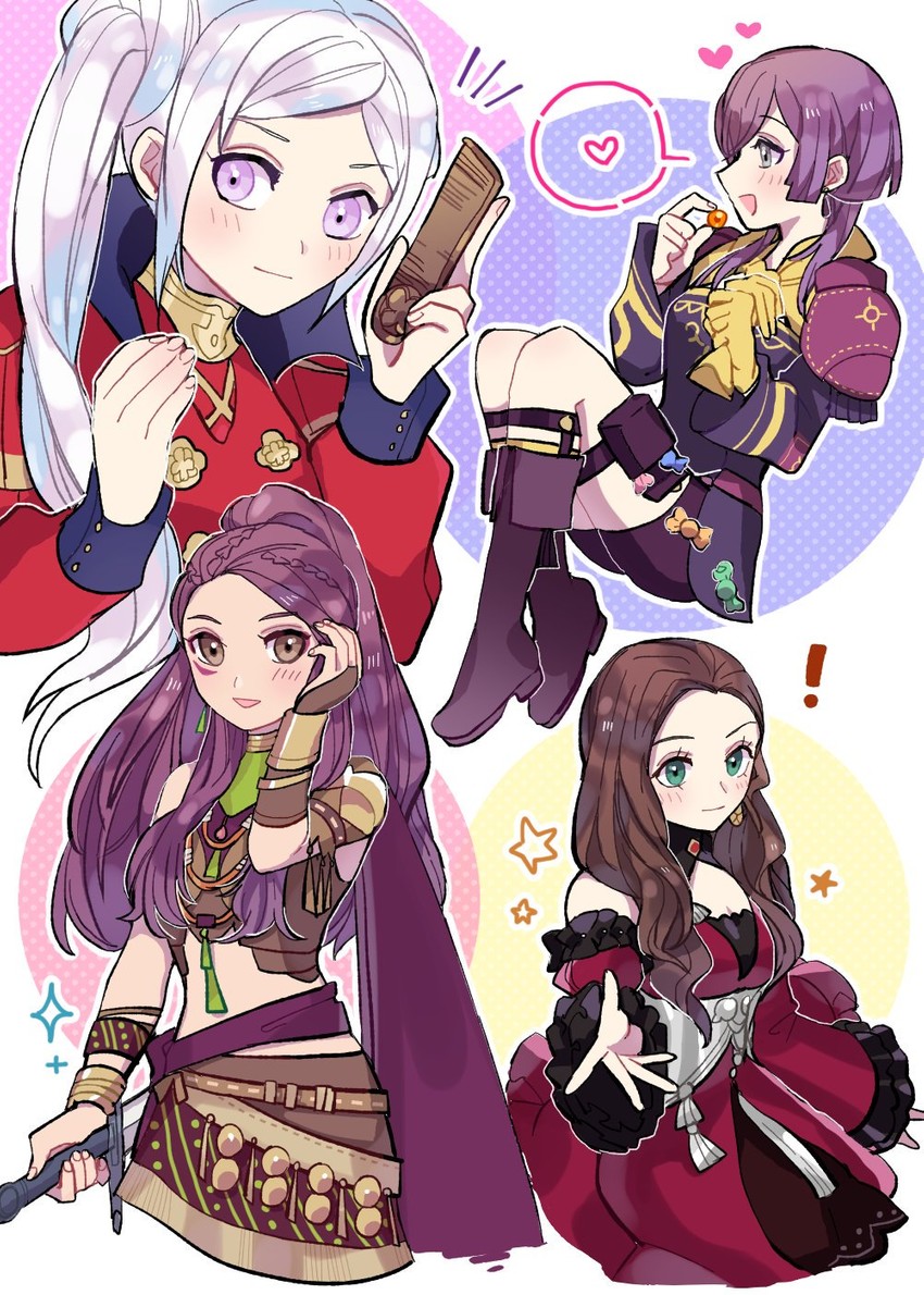 edelgard von hresvelg, dorothea arnault, bernadetta von varley, and petra macneary (fire emblem and 1 more) drawn by ararecoa