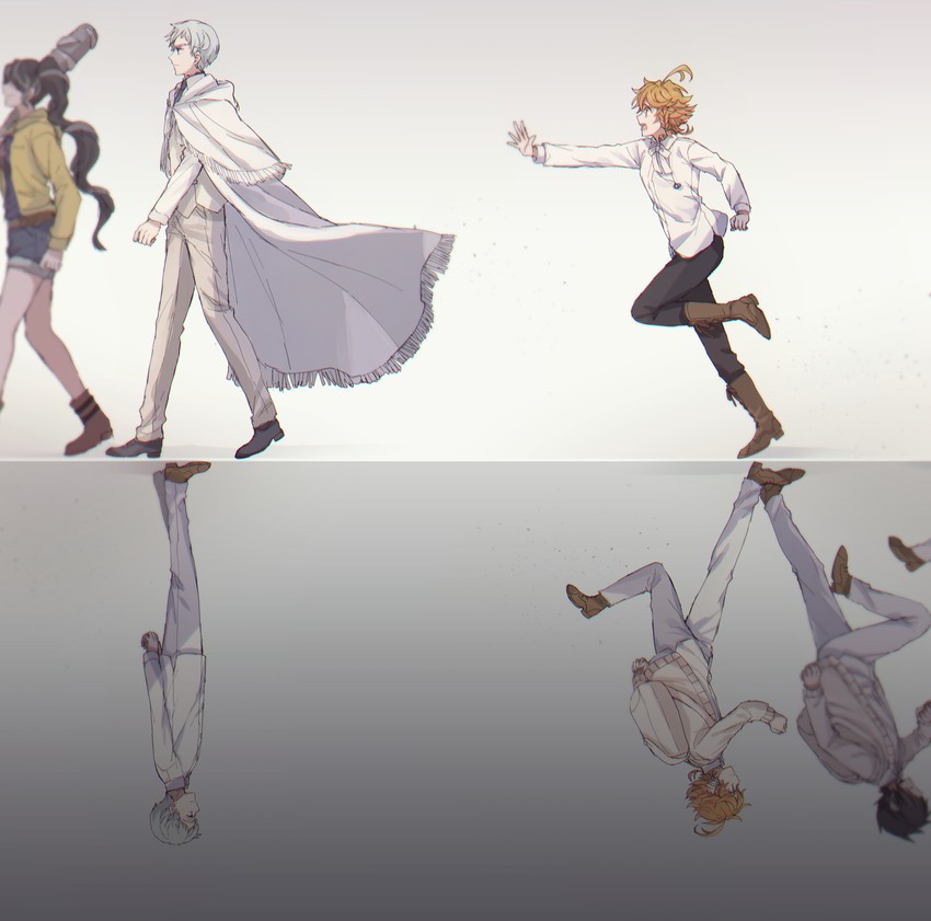 emma, norman, ray, and barbara (yakusoku no neverland) drawn by shidomura