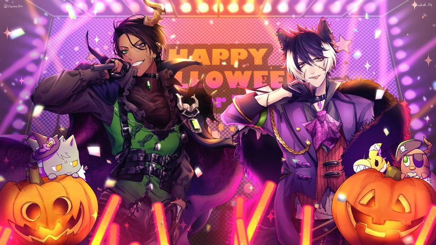 kageyama shien, aragami oga, nekoyama shien, and chungami (holostars) drawn by hanaco_(hanaco_1230) and jinra_(mkzk_116)