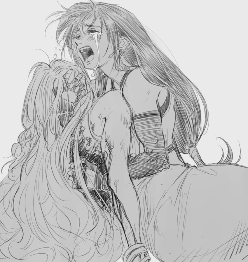 tifa lockhart and aerith gainsborough (final fantasy and 3 more) drawn by irene_koh