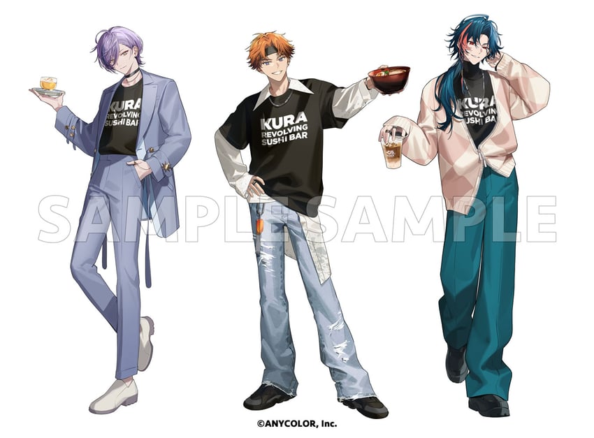 kitami yusei, kaisei, and sakaki ness (nijisanji) drawn by itefu