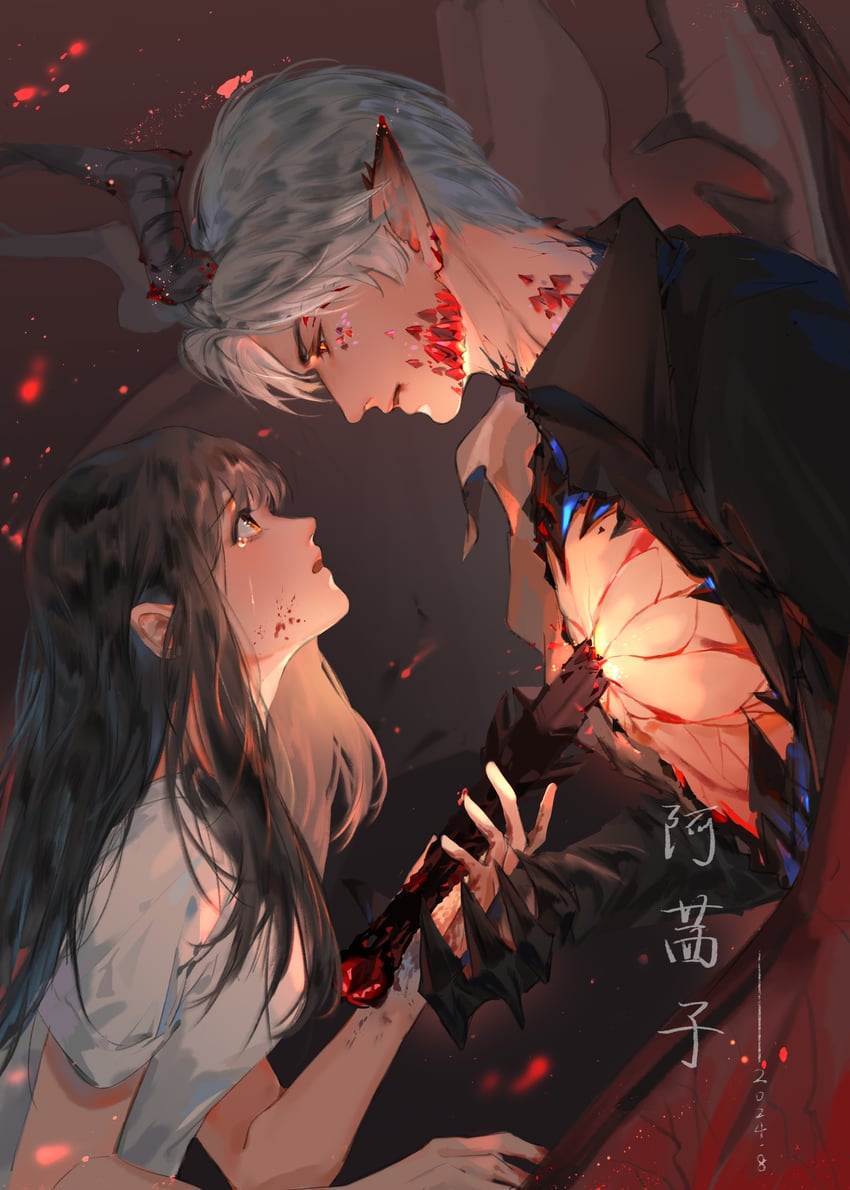 protagonist and sylus (love and deepspace) drawn by huitouke828