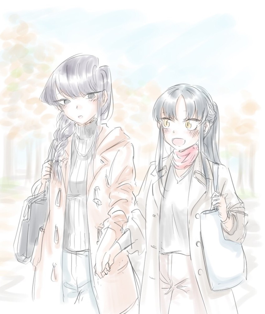 komi shouko and natsukido rei (komi-san wa komyushou desu) drawn by mitsugu