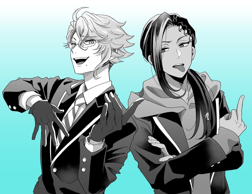 azul ashengrotto and jamil viper (twisted wonderland) drawn by kumaru_ayaka
