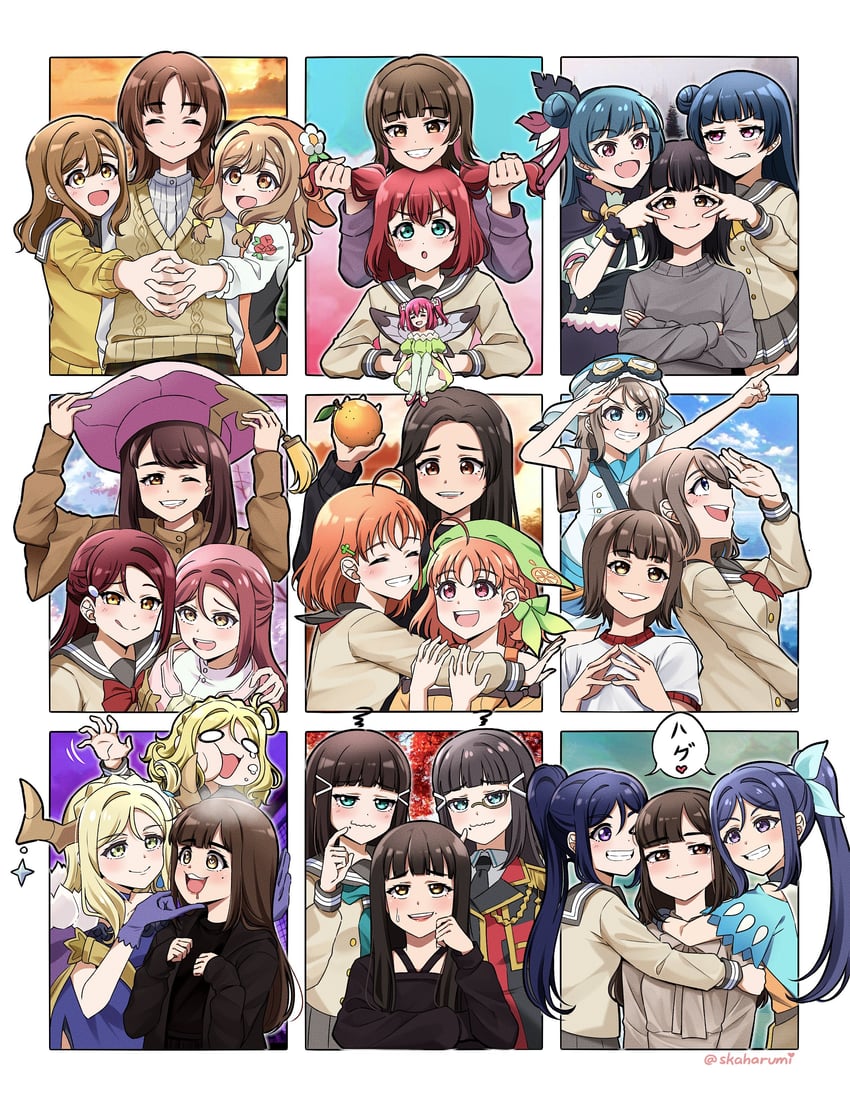 watanabe you, tsushima yoshiko, sakurauchi riko, takami chika, matsuura kanan, and 22 more (love live! and 3 more) drawn by ska.harumi