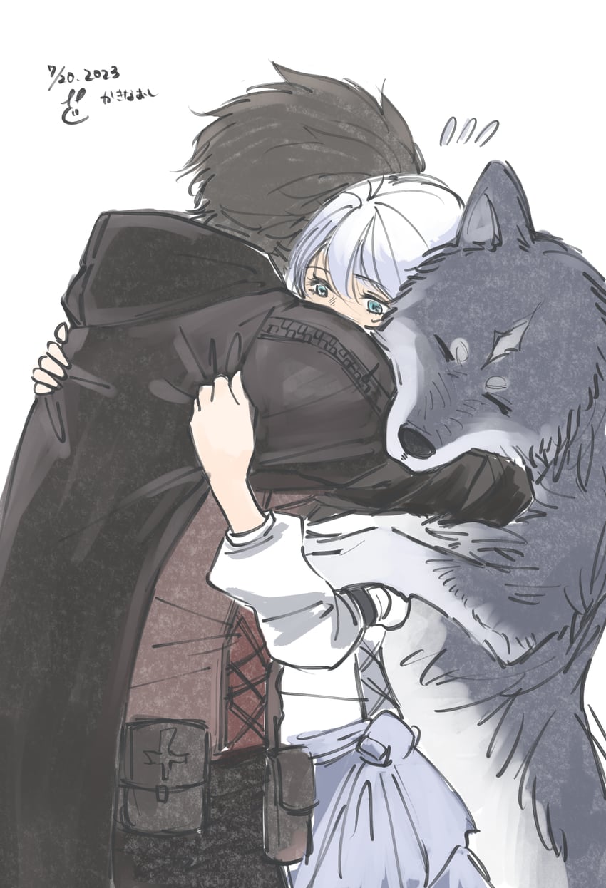 clive rosfield, jill warrick, and torgal (final fantasy and 1 more) drawn by emonekaku