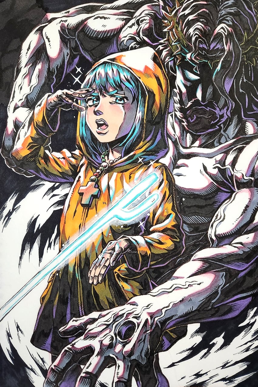 luce and jesus (jojo no kimyou na bouken and 1 more) drawn by black_giraffe