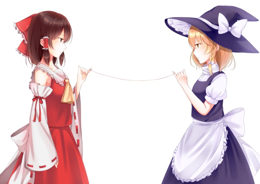 hakurei reimu and kirisame marisa (touhou) drawn by utako_(kuromosuki)