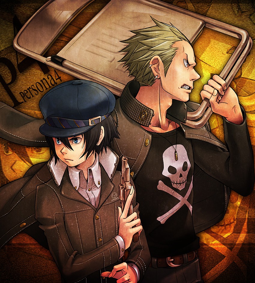 shirogane naoto and tatsumi kanji (persona and 1 more) drawn by choumoku_(toriko_b_c)