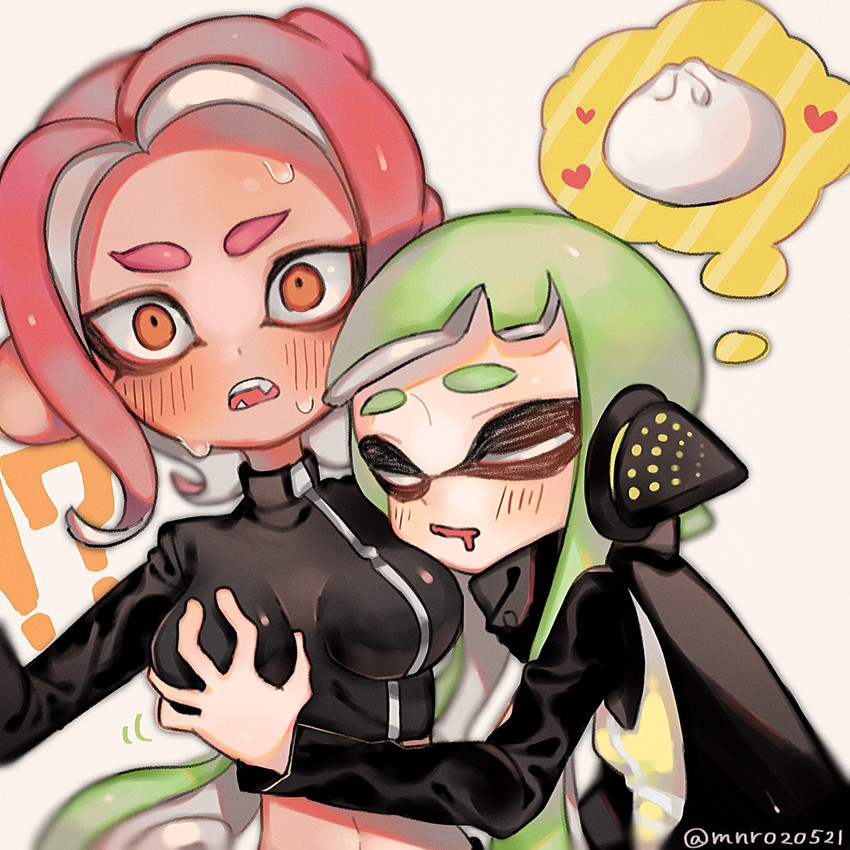 inkling player character, inkling girl, octoling player character, octoling girl, agent 8, and 1 more (splatoon and 2 more) drawn by mnr020521