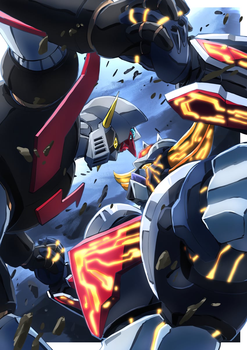mazinger z, grendizer, and mazinger x (mazinger and 2 more) drawn by taiga_hiroyuki