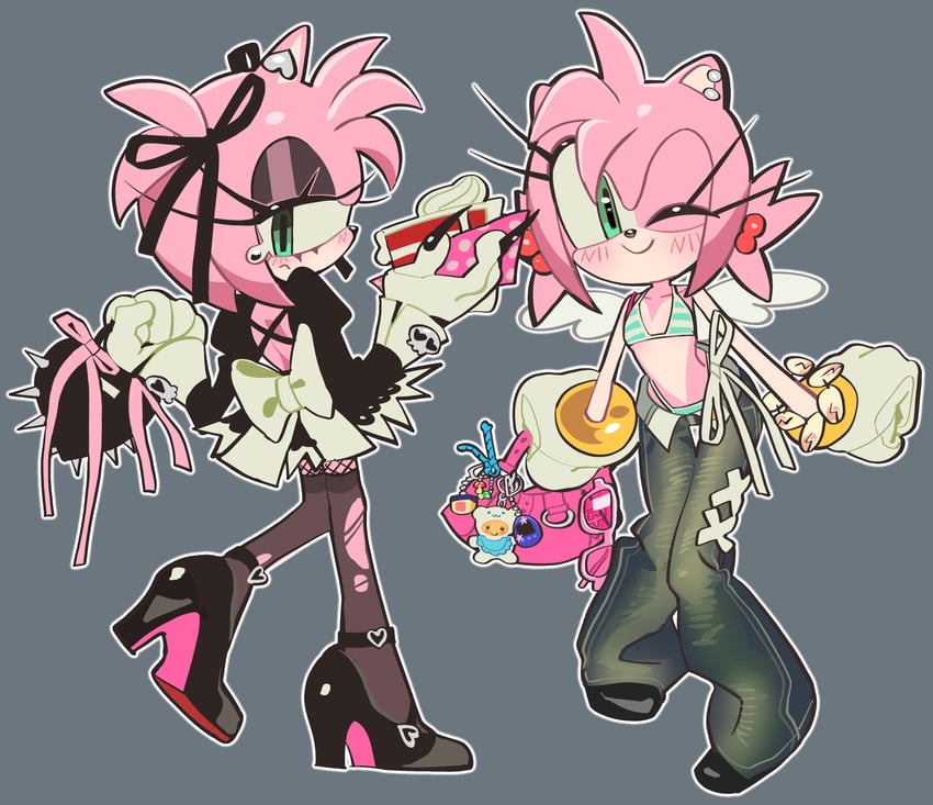 amy rose (sonic and 2 more) drawn by kosherea