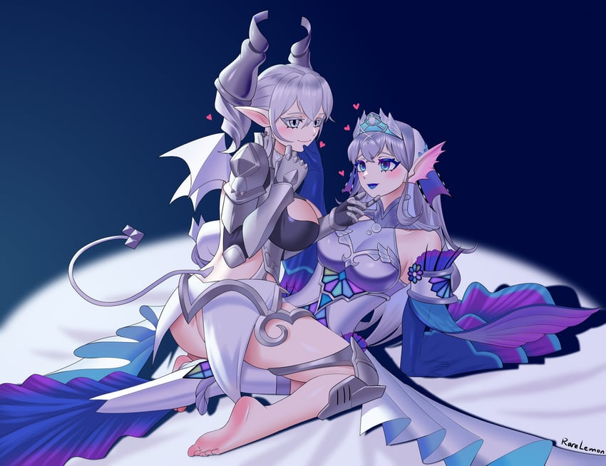 lovely labrynth of the silver castle, kitkallos, tearlaments kitkallos, lady labrynth of the silver castle, and tearlaments rulkallos (yu-gi-oh!) drawn by rare_lemon