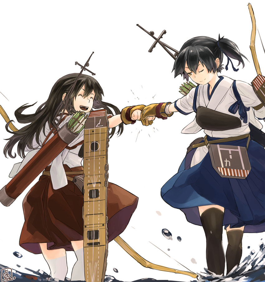kaga and akagi (kantai collection) drawn by tora_jun