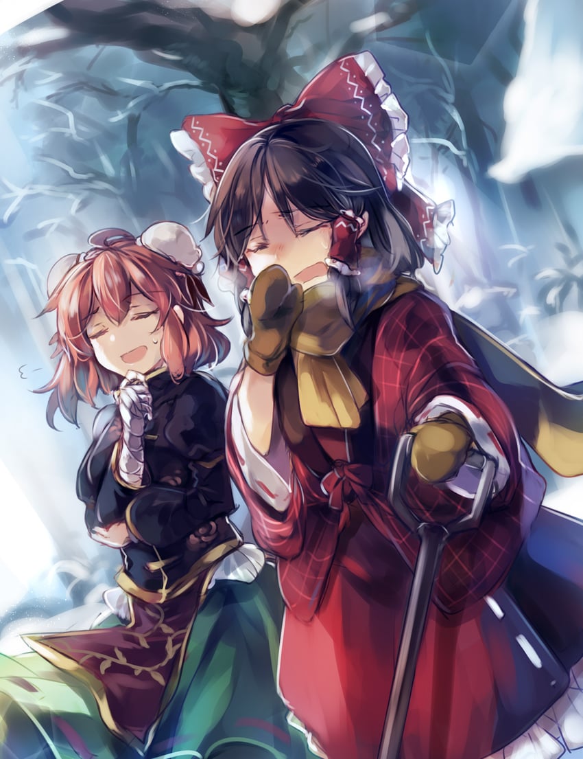 hakurei reimu and ibaraki kasen (touhou) drawn by kutsuki_kai